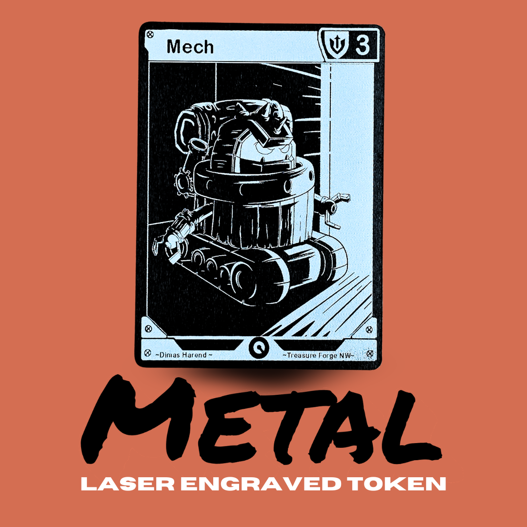 Metal Riftbound Mech Token | Laser Engraved Luxury Game Marker