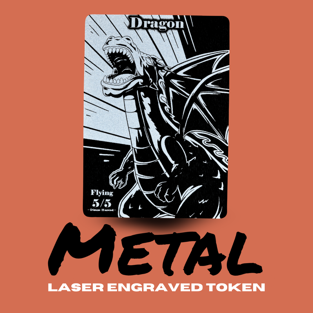 Metal Dragon Token – Laser-Engraved MTG Token