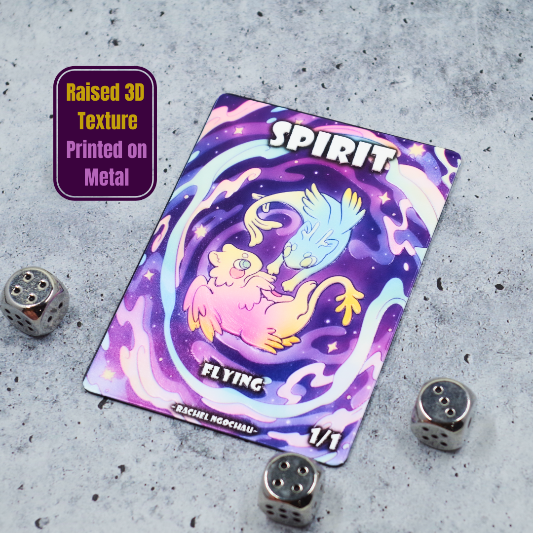 Textured Metal Spirit Token for MTG | Raised 3D UV Resin Artwork | Commander Token