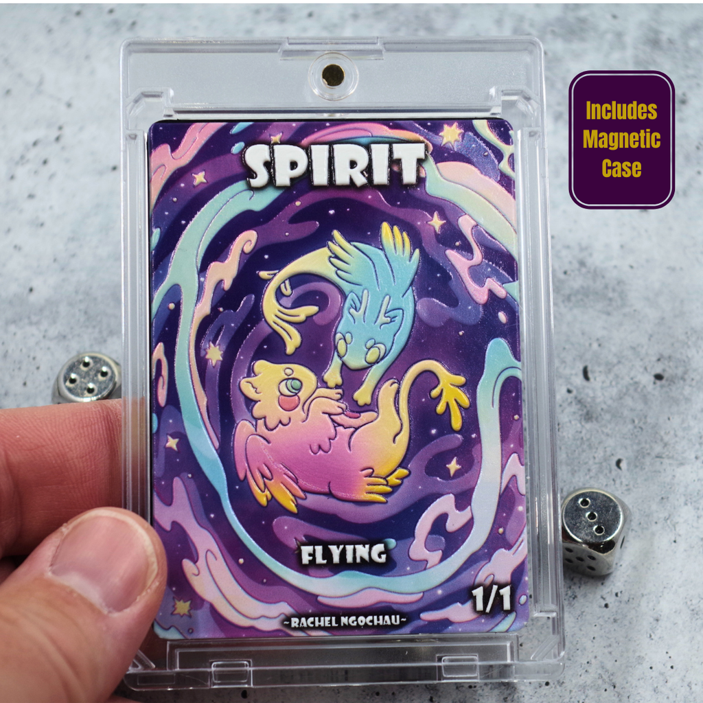 Textured Metal Spirit Token for MTG | Raised 3D UV Resin Artwork | Commander Token