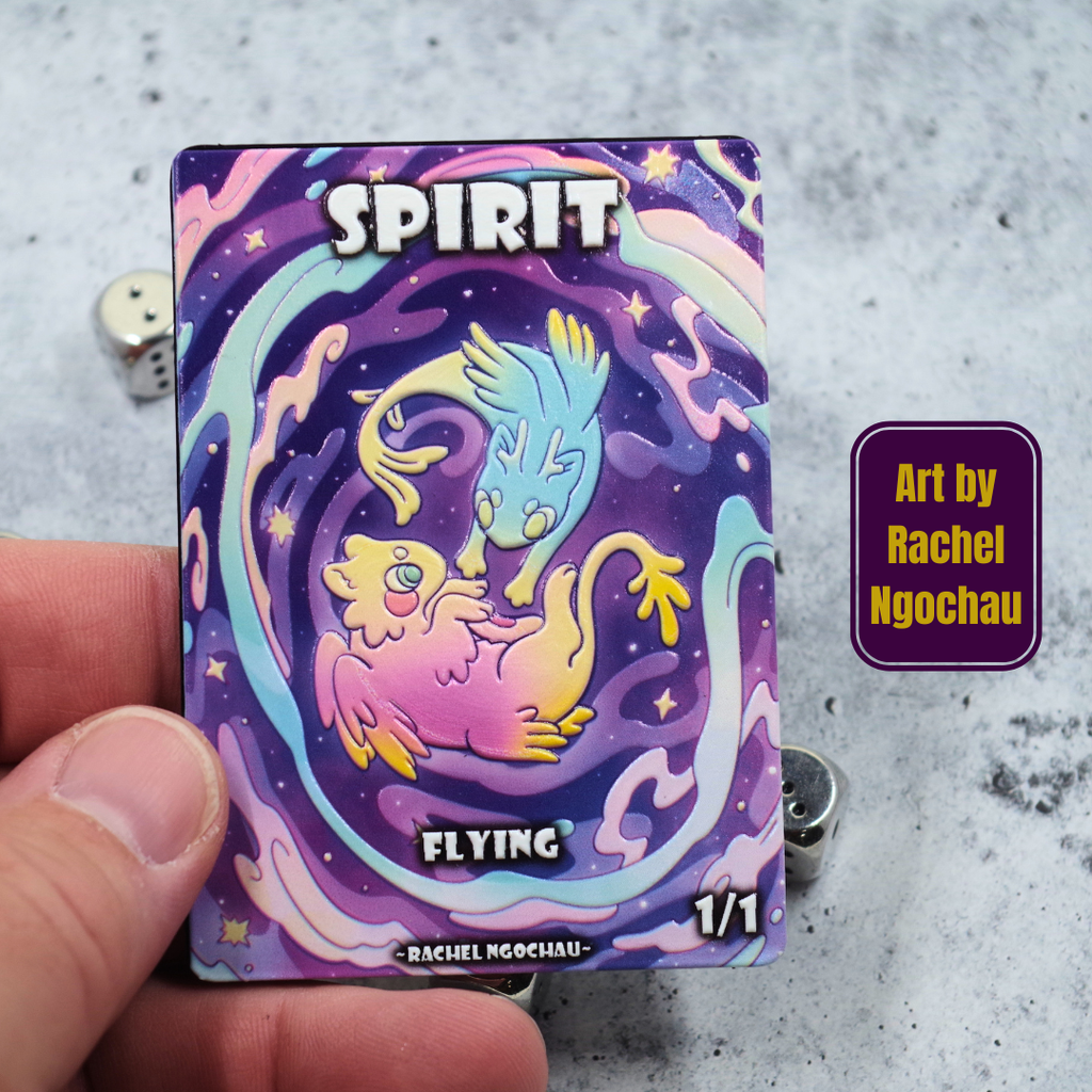 Textured Metal Spirit Token for MTG | Raised 3D UV Resin Artwork | Commander Token