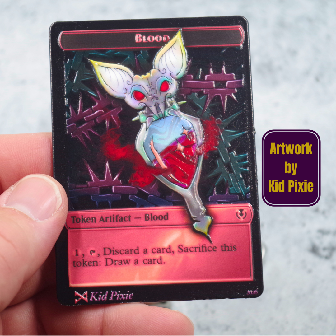 Metal Blood Token for MTG | Raised 3D UV Resin Artwork | Commander Token