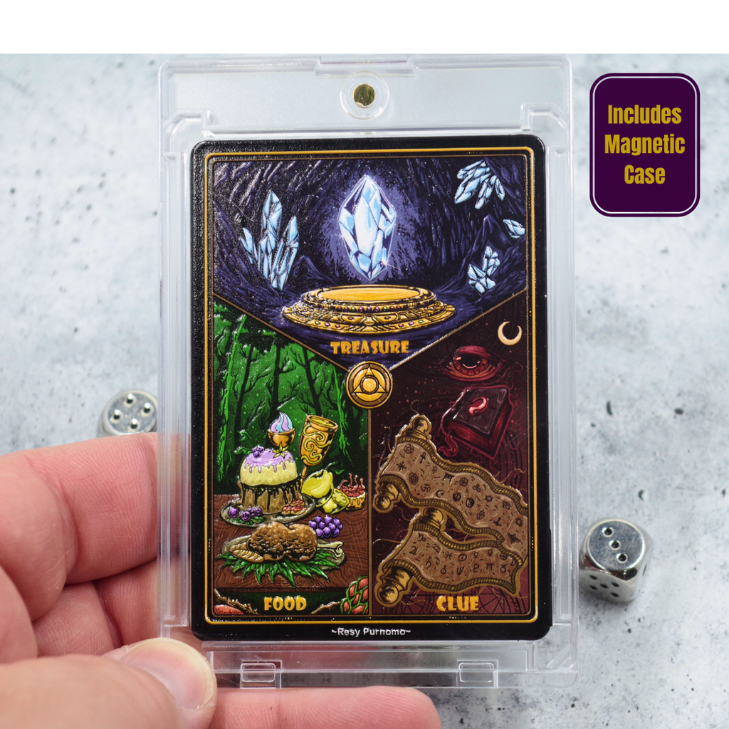 Metal Treasure Clue Food Token for MTG | Raised 3D UV Resin Artwork | Commander Triple Token