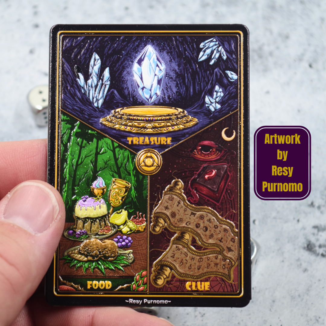 Metal Treasure Clue Food Token for MTG | Raised 3D UV Resin Artwork | Commander Triple Token
