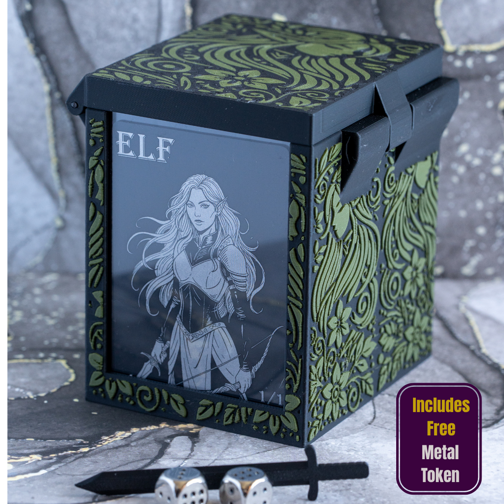 ForgeLock DeckBox Elf Edition | Holds 100+ Cards | Includes Metal Token