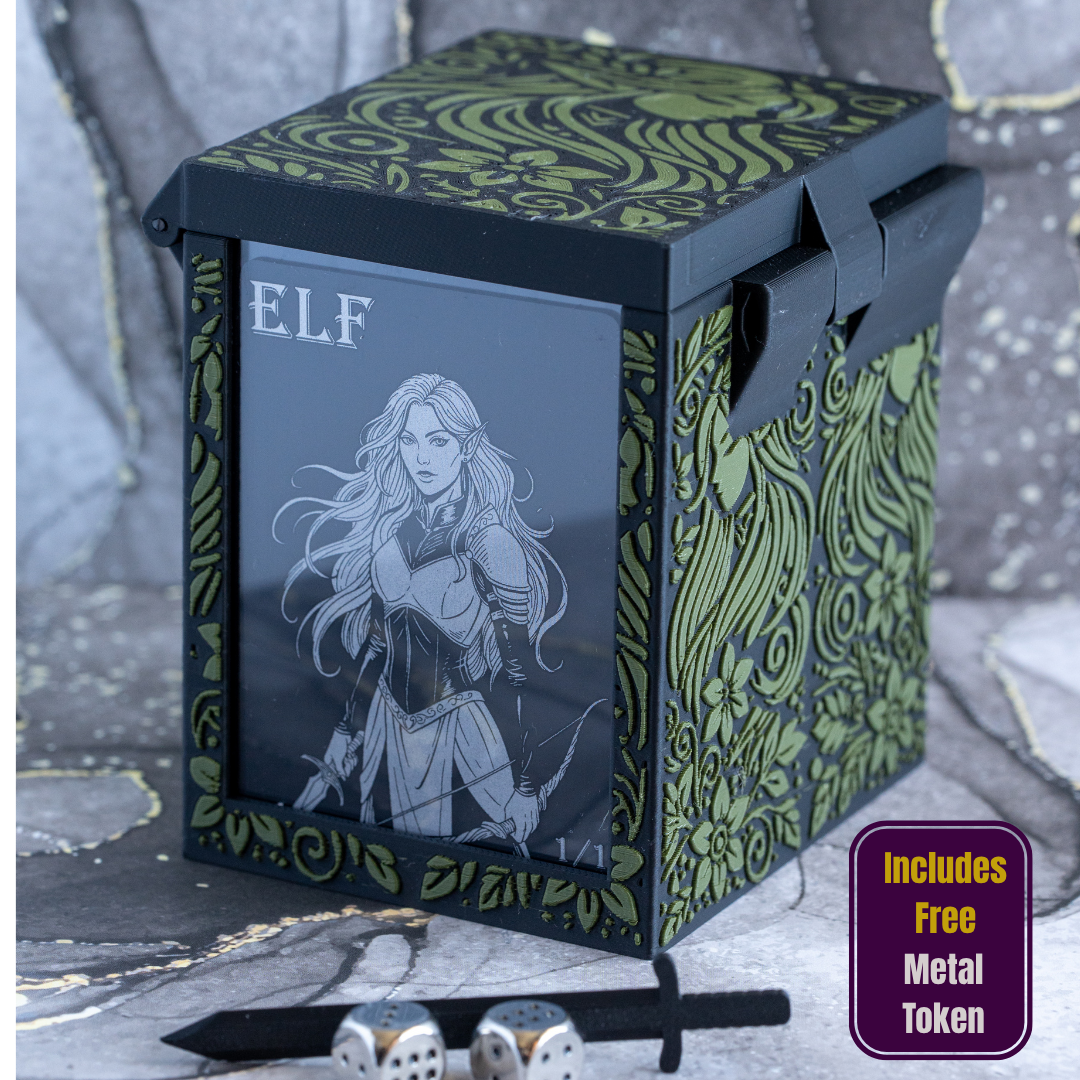 ForgeLock DeckBox Elf Edition | Holds 100+ Cards | Includes Metal Token
