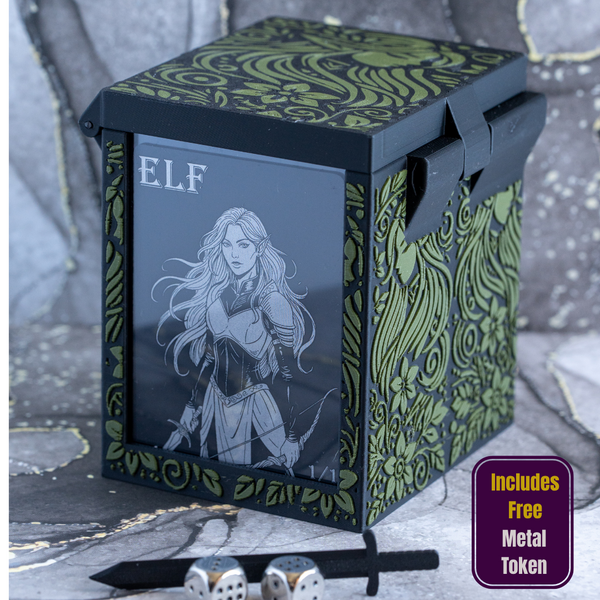 ForgeLock DeckBox Elf Edition | Holds 100+ Cards | Includes Metal Token