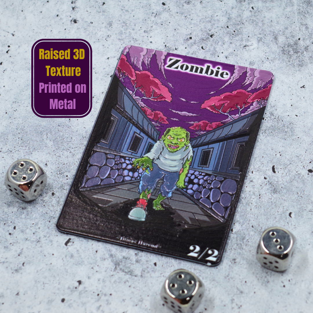 Metal Zombie Token for MTG | Raised 3D UV Resin Artwork | Commander Triple Token