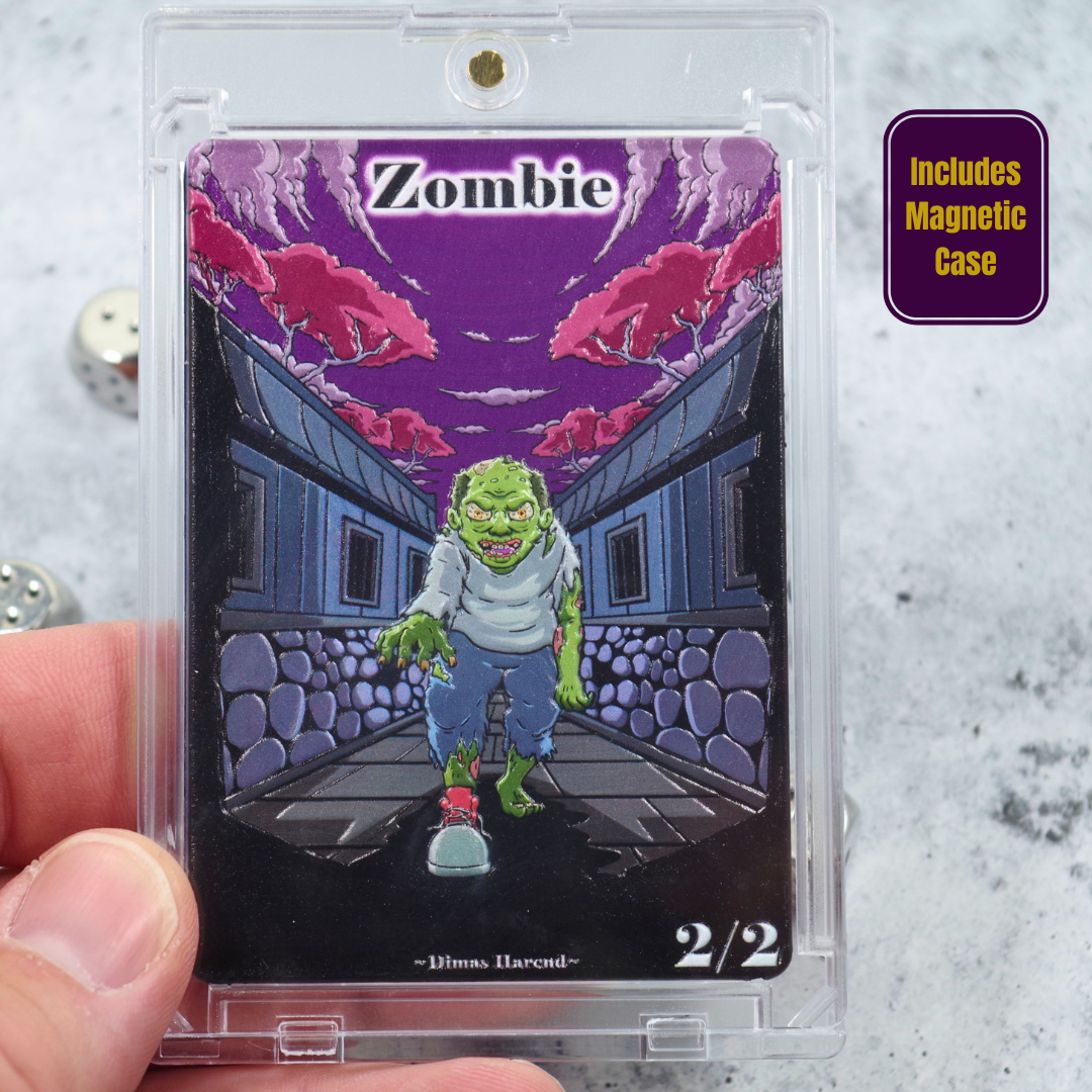 Metal Zombie Token for MTG | Raised 3D UV Resin Artwork | Commander Triple Token