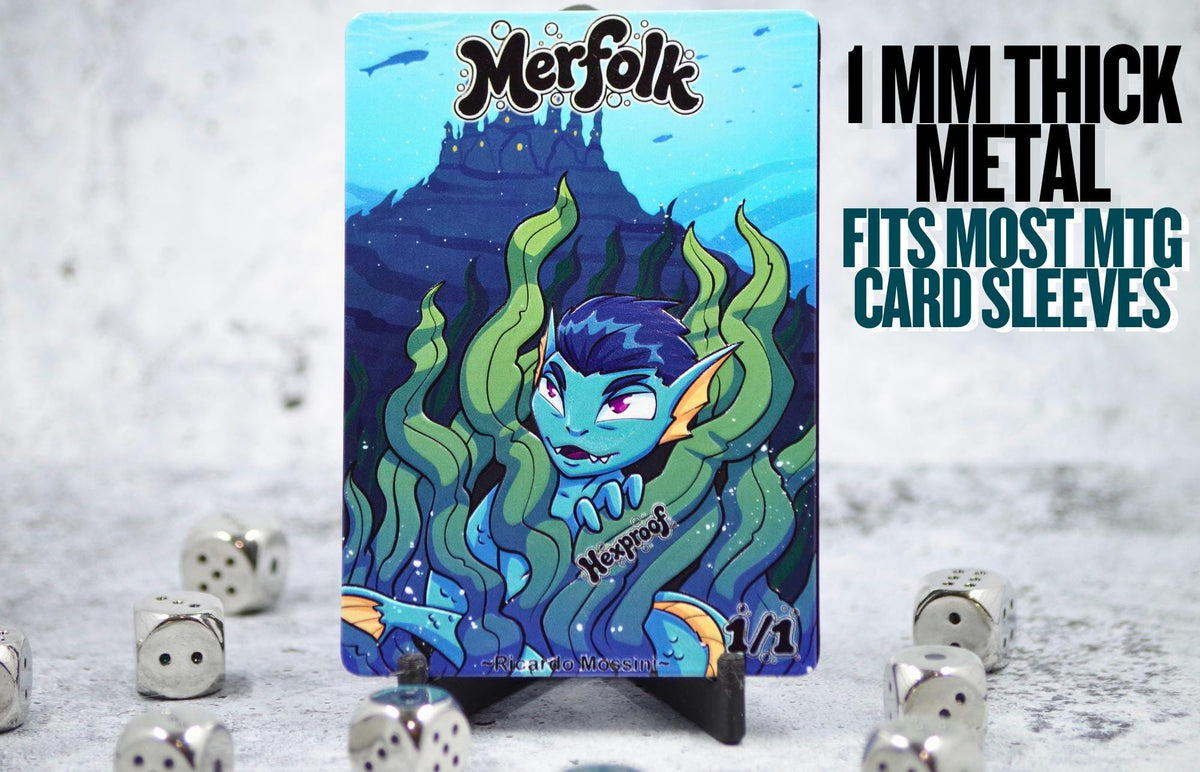 Metal Merfolk Token for MTG | Raised 3D UV Resin Artwork |