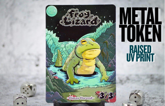 Metal Frog Lizard Token for MTG | Raised 3D UV Resin Artwork |