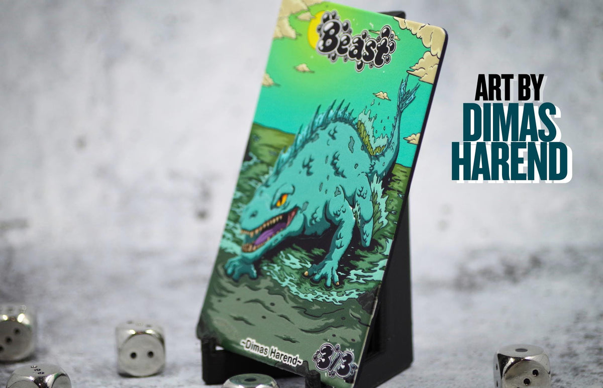 Metal Beast Token for MTG | Raised 3D UV Resin Artwork |