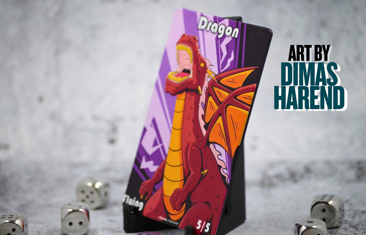 Metal Dragon Token for MTG | Raised 3D UV Resin Artwork | Triple Commander Token