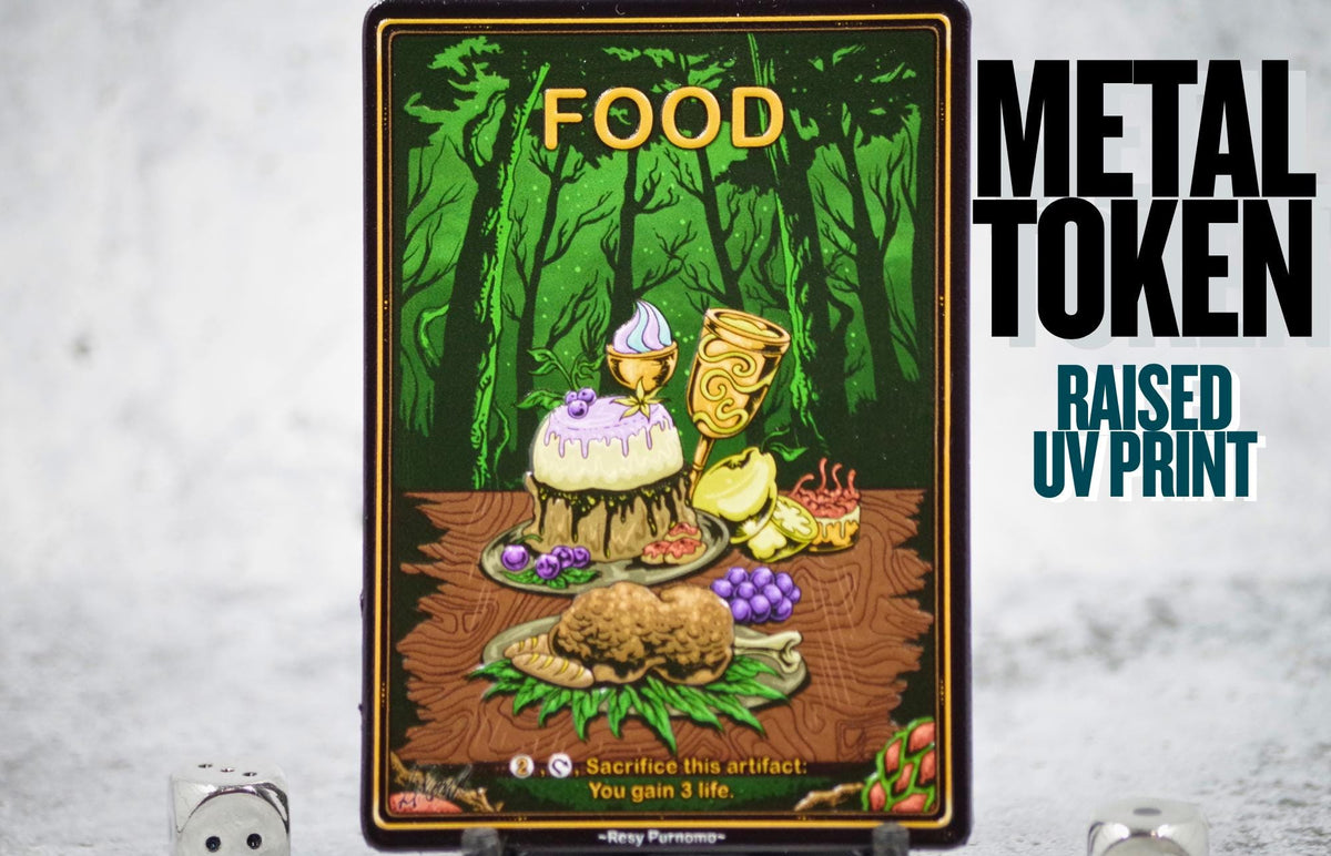 Metal Food Token for MTG | Raised 3D UV Resin Artwork |