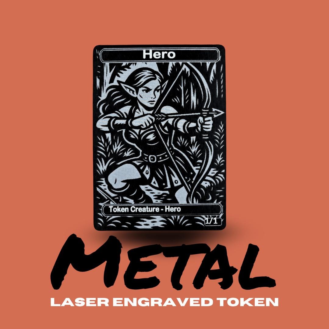 Metal Hero Token MTG | Laser Engraved Magic The Gathering Commander Proxy Token