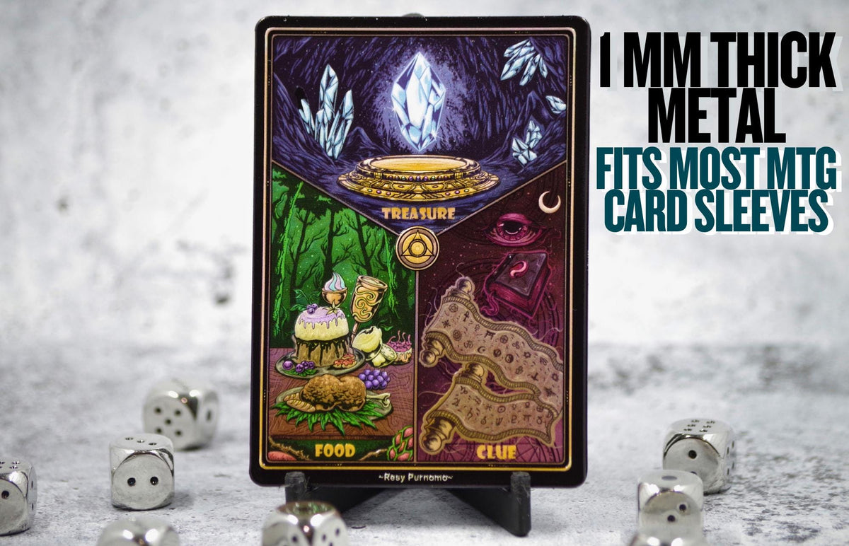 Metal Treasure Clue Food Token for MTG | Raised 3D UV Resin Artwork | Triple Commander Token