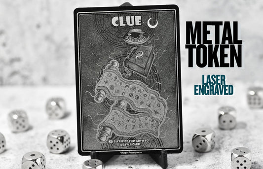 Metal Clue Token MTG | Laser Engraved Magic The Gathering Commander Proxy Token