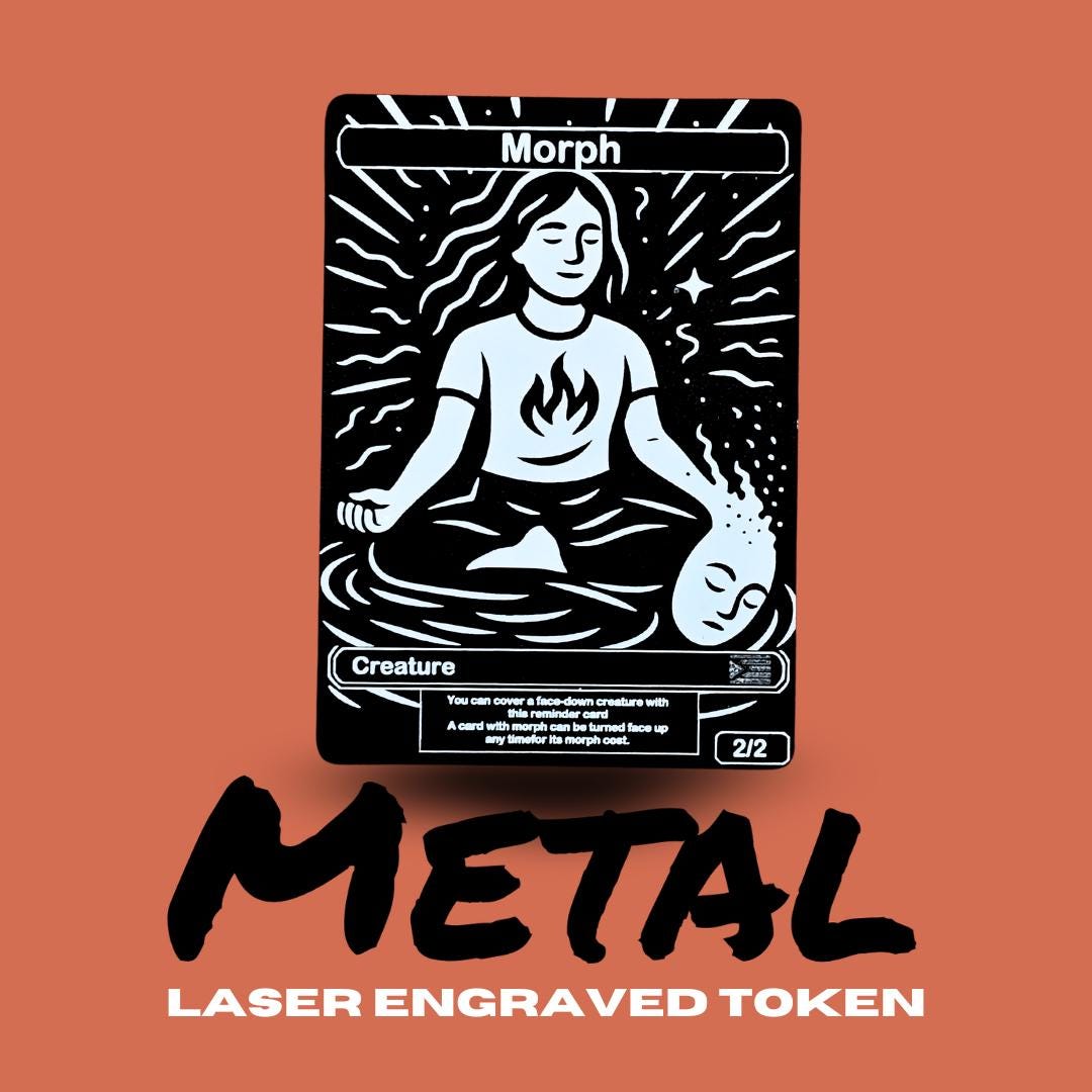 Metal Morph Token MTG | Laser Engraved Magic The Gathering Commander Proxy Token