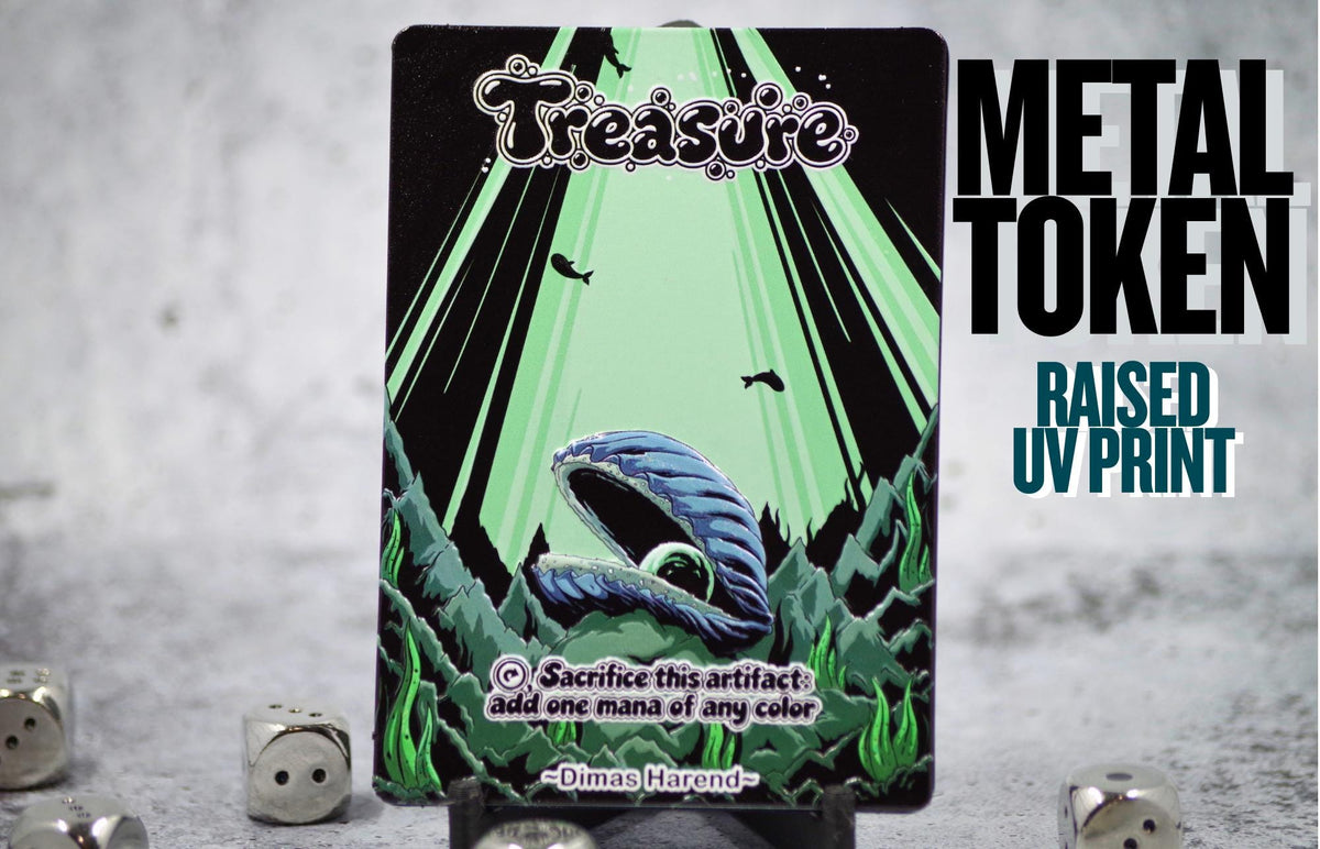 Metal Treasure Token for MTG | Raised 3D UV Resin Artwork |