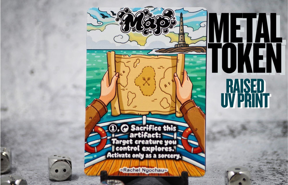 Metal Map Token for MTG | Raised 3D UV Resin Artwork |