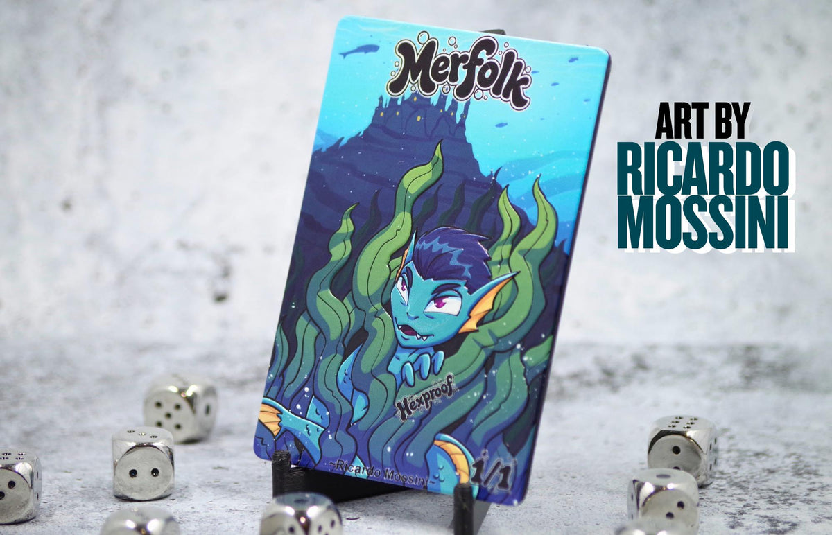 Metal Merfolk Token for MTG | Raised 3D UV Resin Artwork |