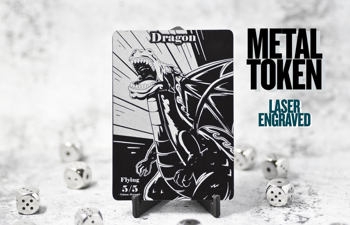 Metal Dragon Token MTG | Laser Engraved Magic The Gathering Commander Proxy Token
