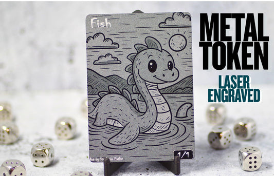 Laser-Engraved Nessie Fish Token – Aluminum MTG Magic the Gathering