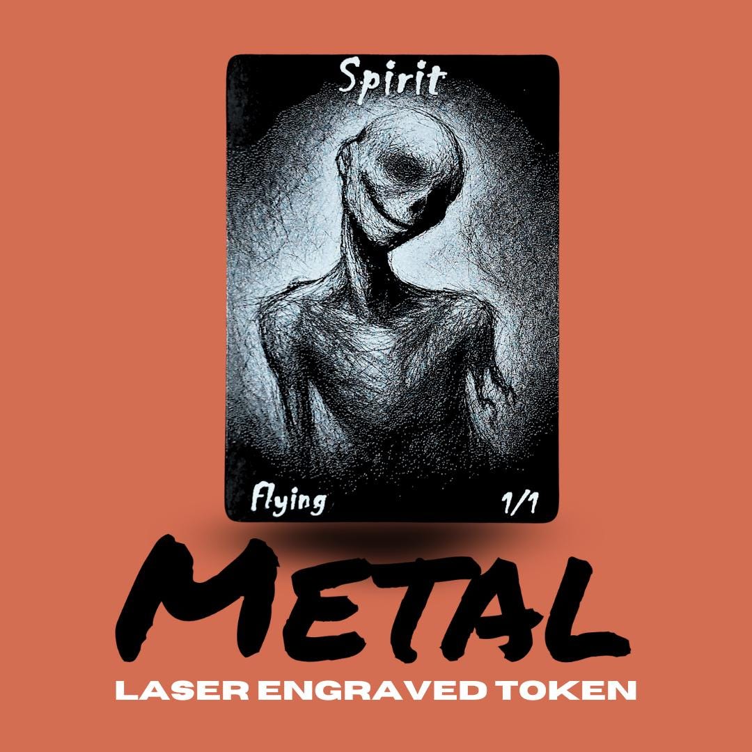Metal Spirit Token MTG | Laser Engraved Magic The Gathering Commander Proxy Token