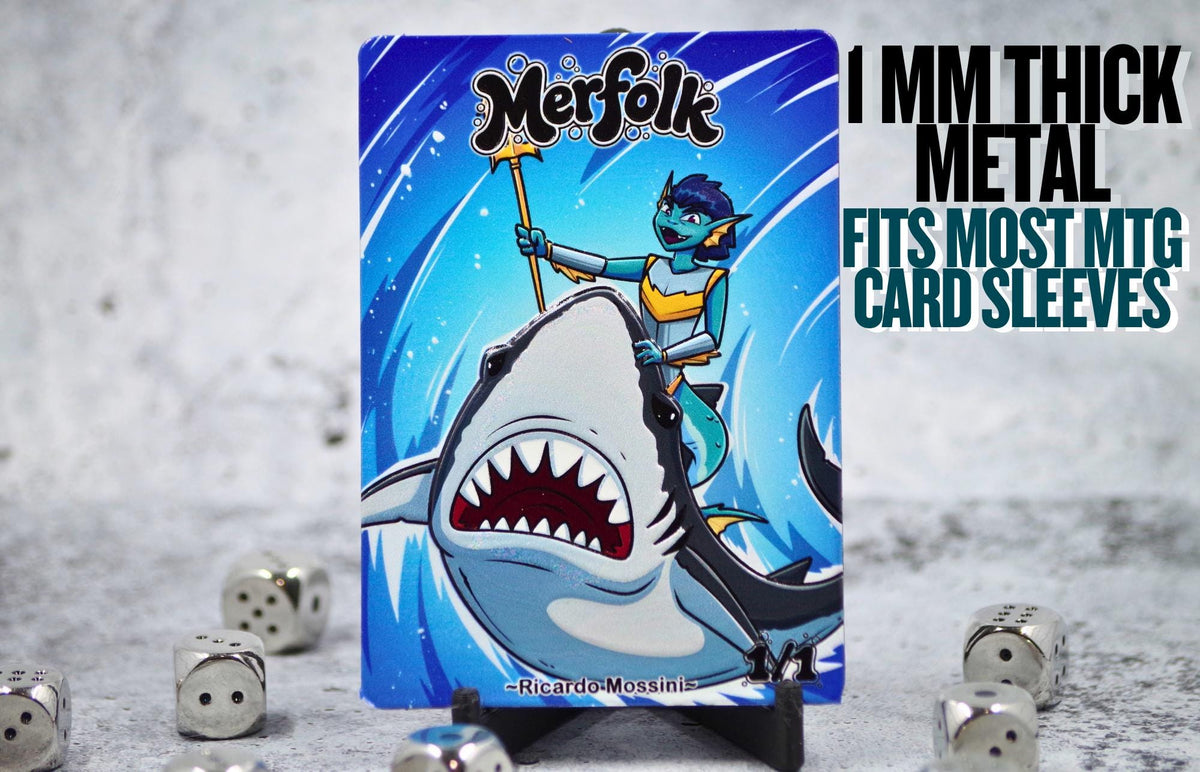 Metal Merfolk Token for MTG | Raised 3D UV Resin Artwork |