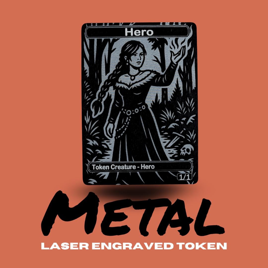 Metal Hero Token MTG | Laser Engraved Magic The Gathering Commander Proxy Token