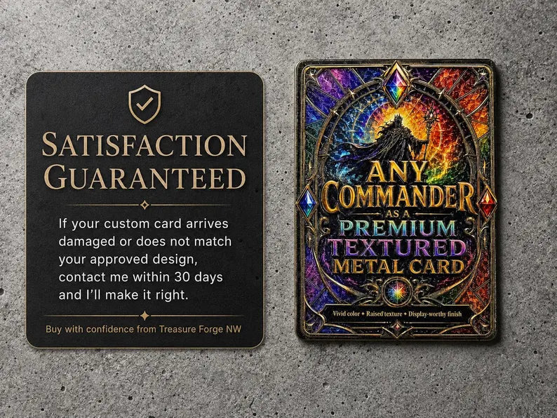 Custom Metal MTG Commander Proxy – 3D Raised Textured Magic the Gathering Card - Any Card Printed on Metal