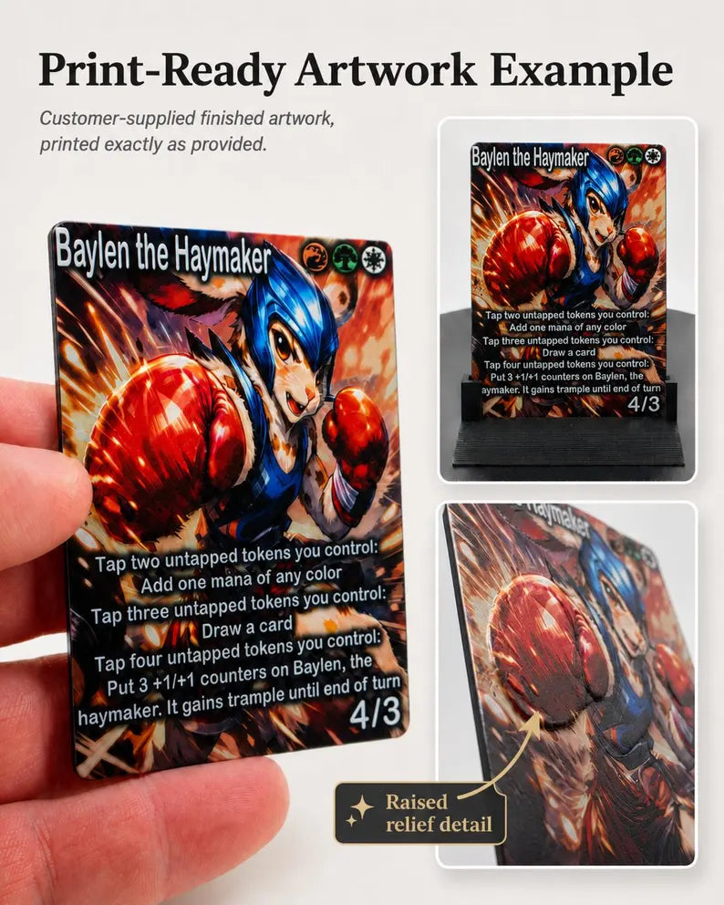 Custom Metal MTG Commander Proxy – 3D Raised Textured Magic the Gathering Card - Any Card Printed on Metal