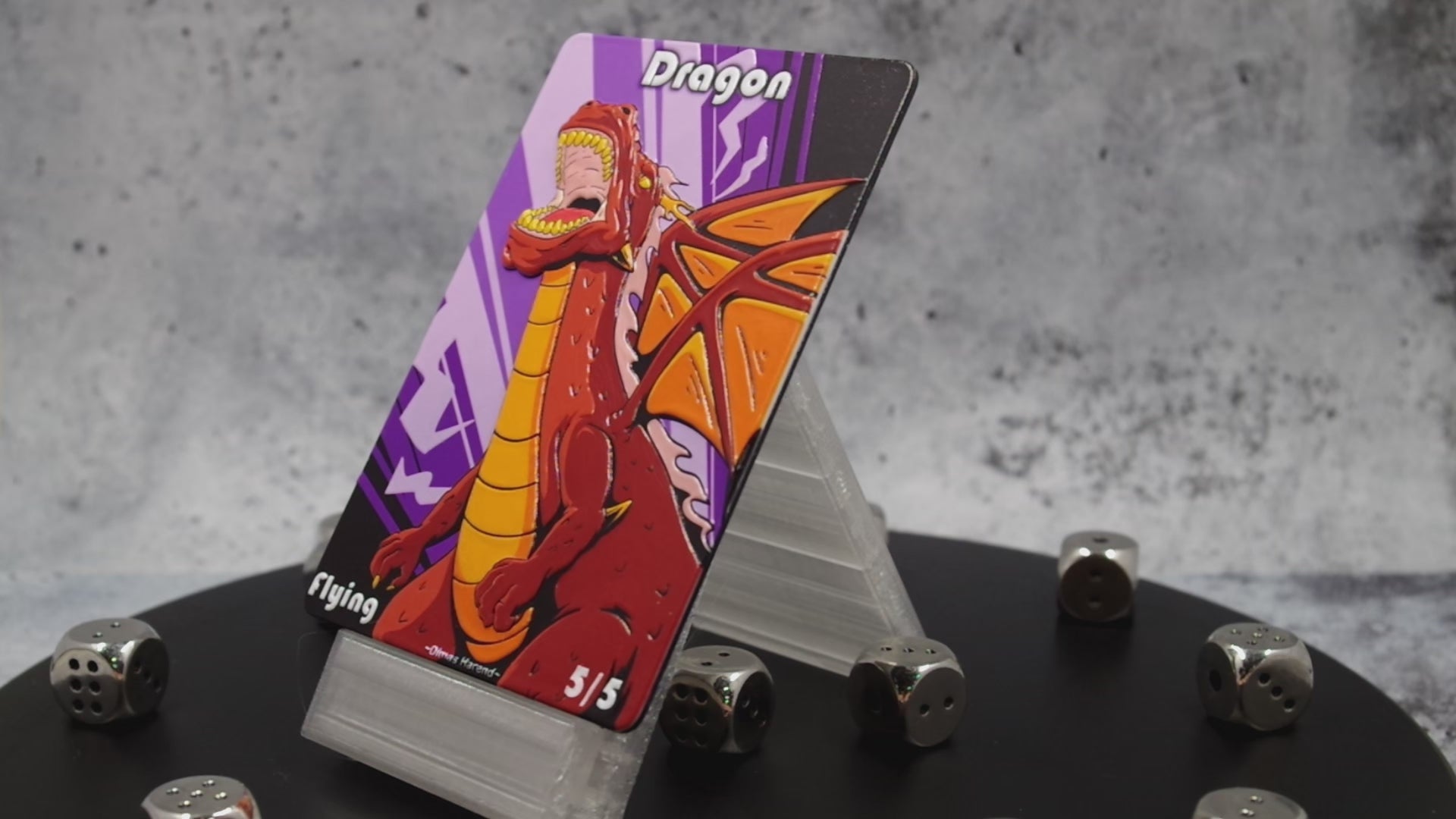 Metal Dragon Token for MTG | Raised 3D UV Resin Artwork | Commander Triple Token